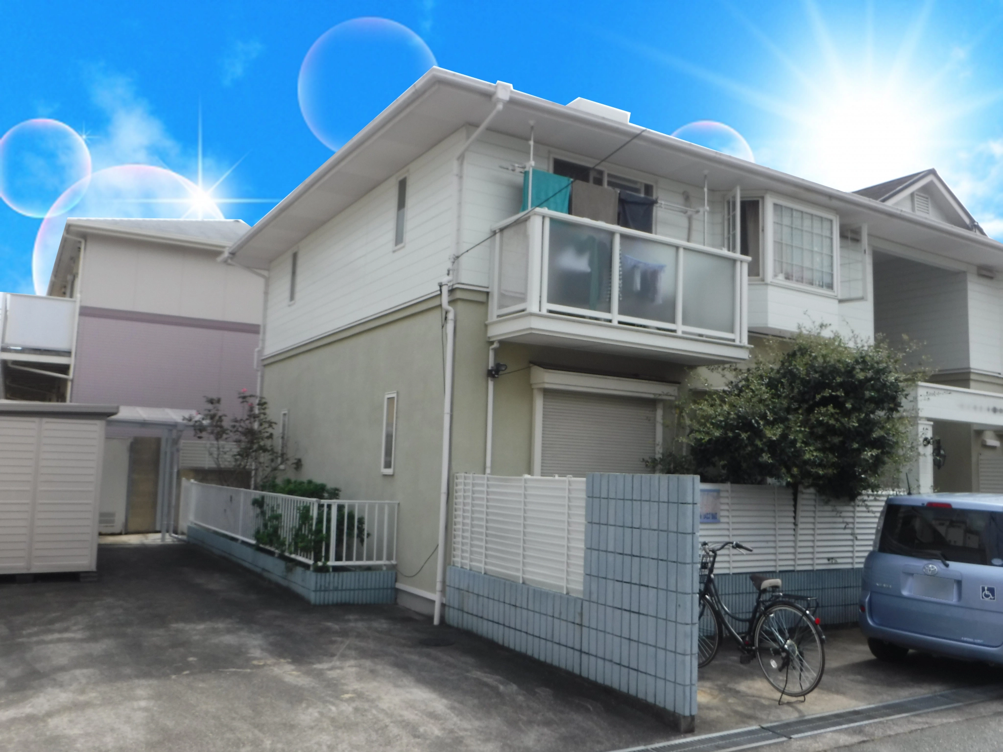 レイヤーを使って青空にする